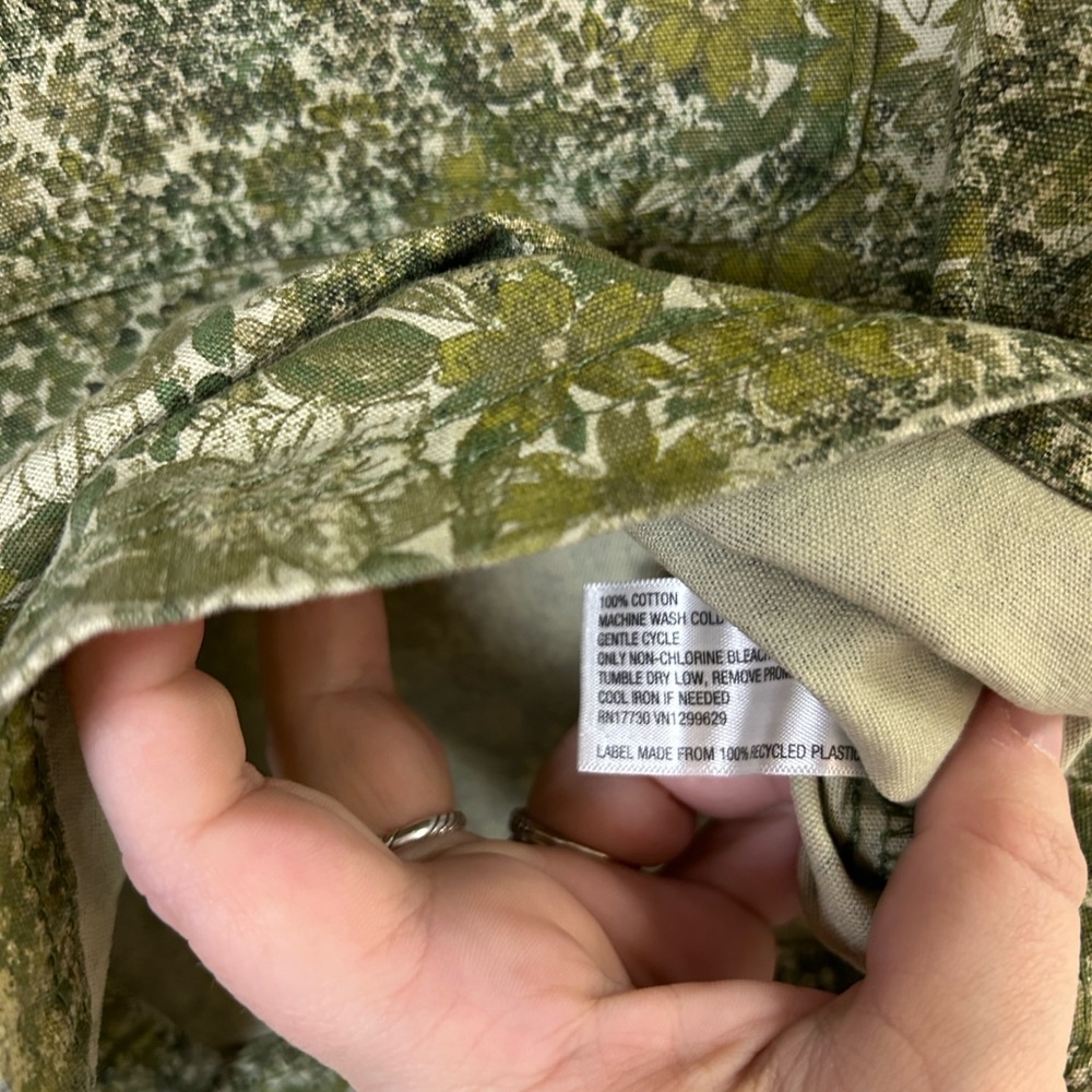 NEW Wild Fable Women's Casual Canvas Cropped Jacket Green Floral - Picture 5 of 7